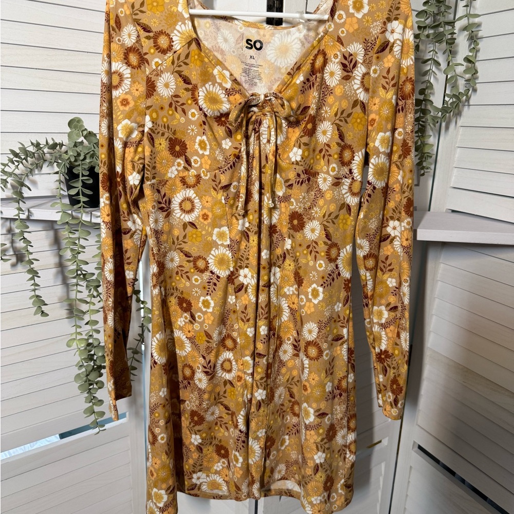SO Mustard and White Floral Dress